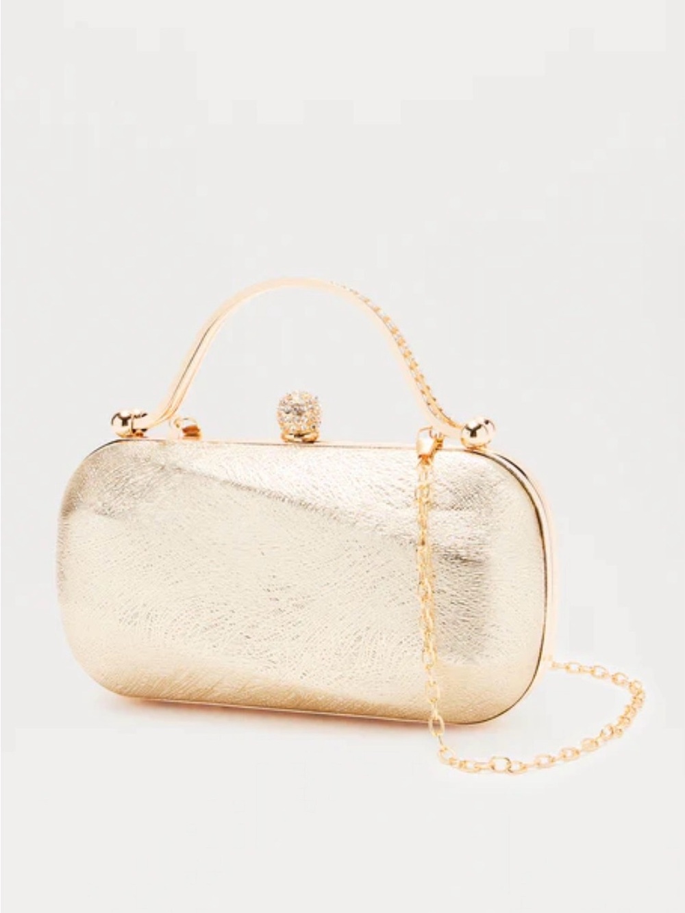 Fashion Nova Gold Metallic Top-Handle Evening Clutch